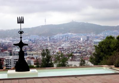 View of Barcelona from the terrace of the Fundaci Joan Mir on Montjuc.