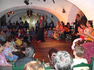 Flamenco dancers, singers and musicians at Tablao Flamenco on Las Ramblas