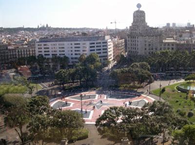 Plaa de Catalunya from the cafeteria of El Corte Ingls department store. Great views from there.