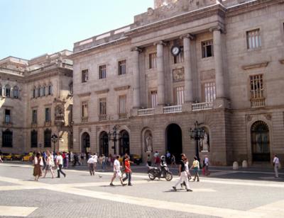 Casa de la Ciutat  (Ajuntament) on Plaa de Sant Jaume - Barcelonas city hall. Construction began in the 14th century.