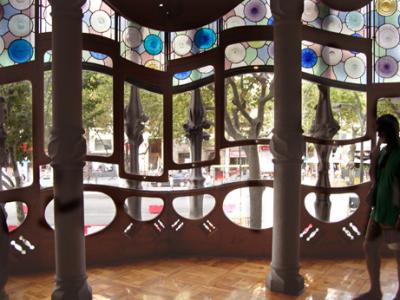 Gaud's Casa Batli - a main room overlooking Passeig de Grcia. Many of  Gaud's shapes and colors were inspired by nature.