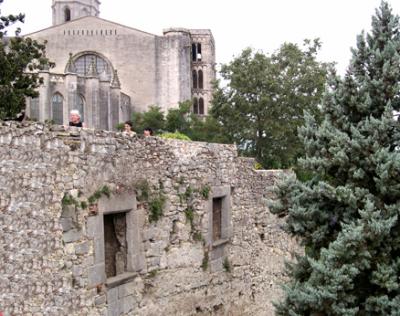 Restored Roman wall behind the cathedral. (The cathdral is in the background.)