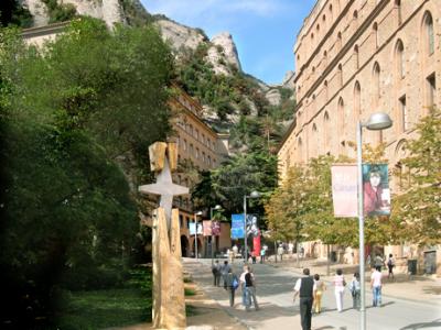 Street next to the complex of the basilica and monastery on Montserrat