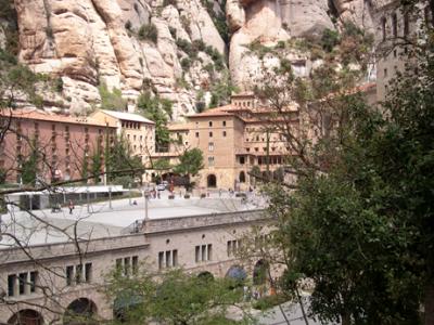 The complex of the basilica and monastery on Montserrat. Monastery here since the 9th century. Rebuilt in 1844.