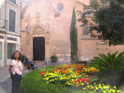 Judy on a small plaza in front of the church of Sant Miquel - as we walked to Plaça Espanya in Palma