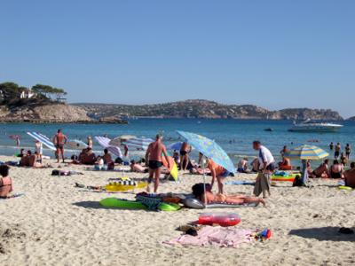 The beach at Peguera on the west coast of Mallorca