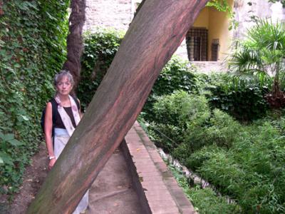 Judy in the gardens of Bonastruc a Porta Centre (Jewish Museum) in the Jewish Quarter