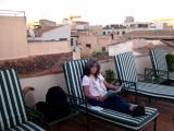 Judy on the terrace at our hotel, the Palacio Ca Sa Galesa in the Old Quarter of Palma.