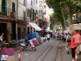 A street near a plaza in Sller - on Mallorca