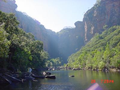 Jim Jim falls.  This is the falls often pictured in books about Kakadu.  Here it is in the dry season.
