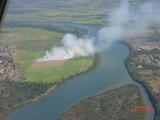 Once airborne, saw some sugarcane fields burn outside of Bundaberg