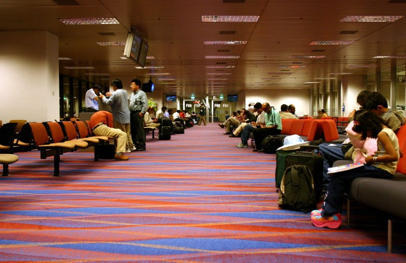 Colorful boarding lounge
