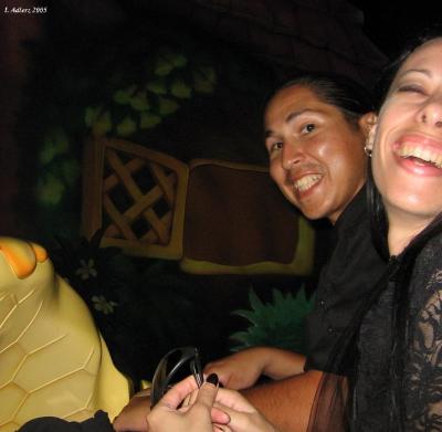 Mark & Laura on the Winnie the Pooh ride at Disneyland