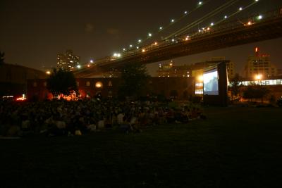 Moive night under the Brooklyn Bridge