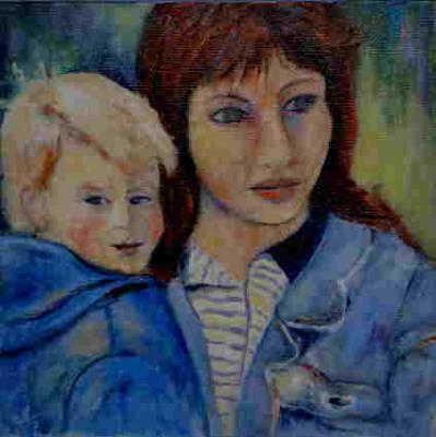 Mutter und Sohn Leinwand 60x60 Acryl