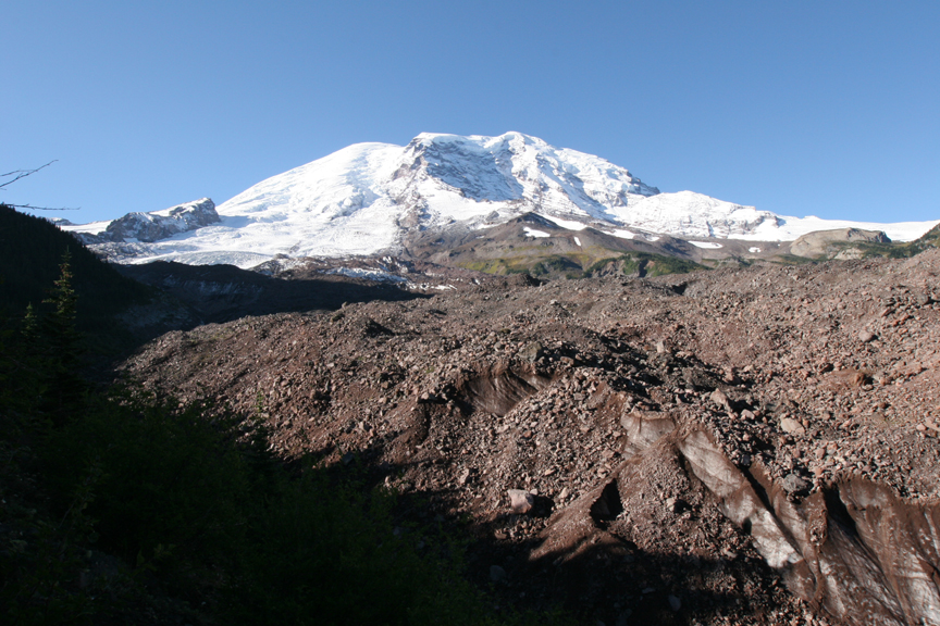 View of Winthrop glacier below Mt Rainier