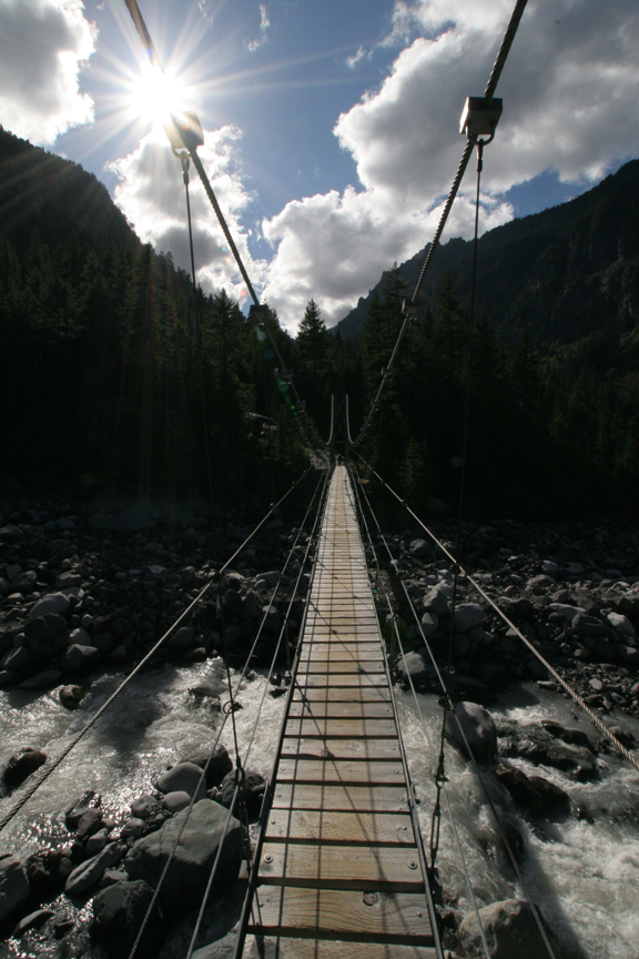 Suspension bridge over Carbon River