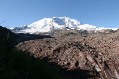 View of Winthrop glacier below Mt Rainier