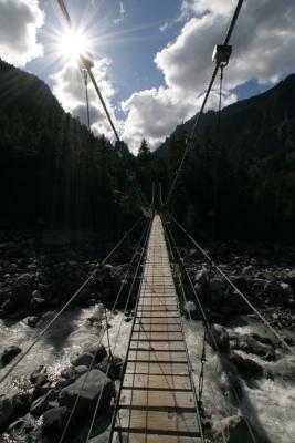 Suspension bridge over Carbon River