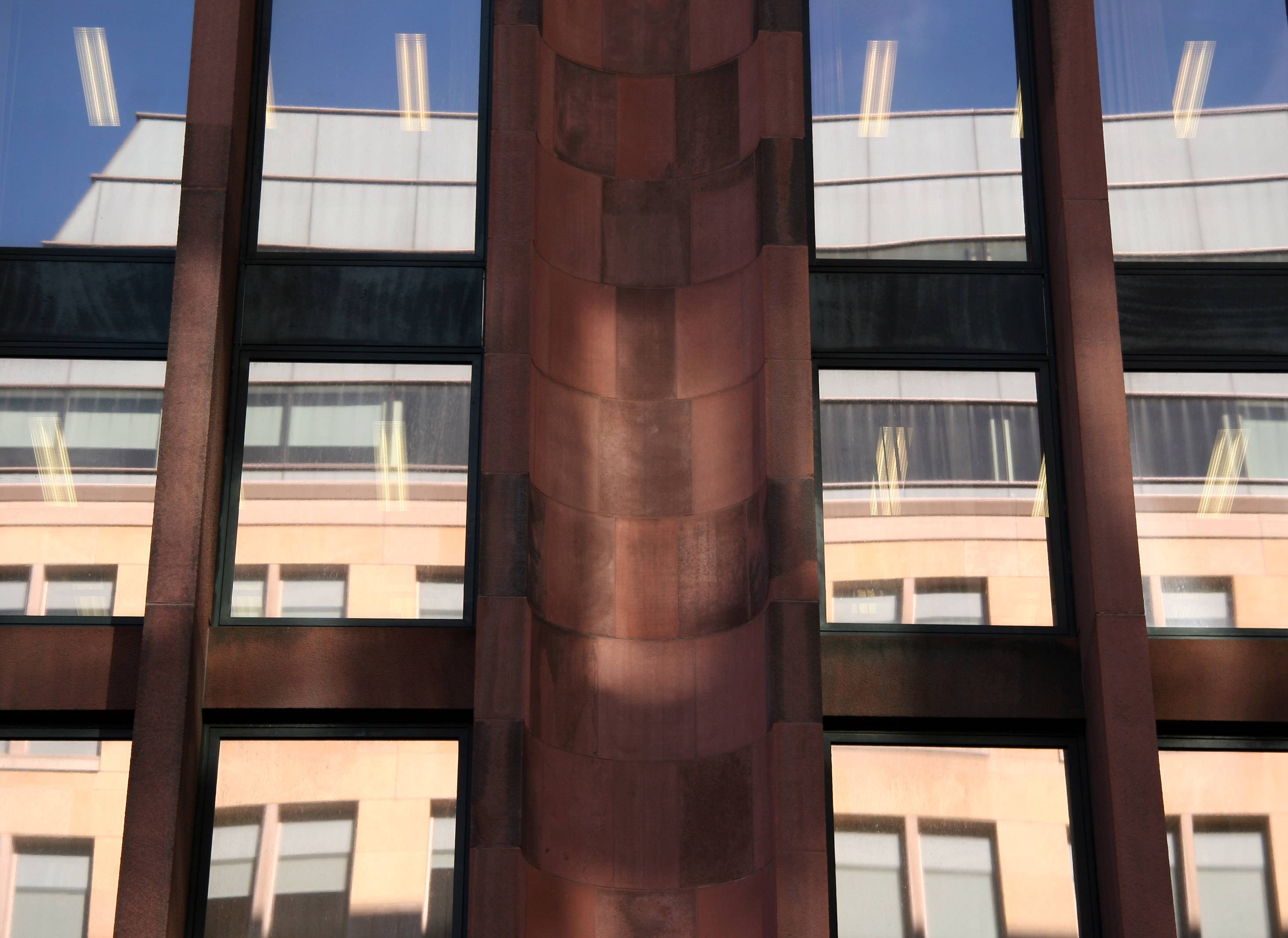 NYU Student Center Reflected in Library Windows