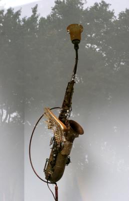 Winged Instruments in the Window of NYU's Washington Square East Gallery