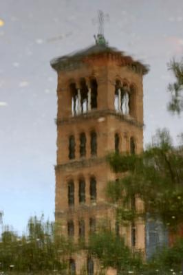 Judson Church Bell Tower - Reflection in a Pool of Water