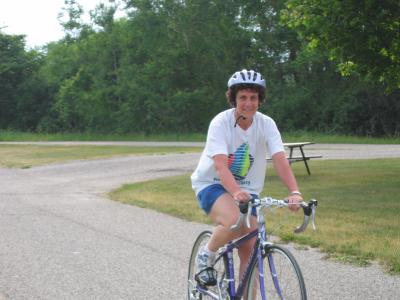 Brenda on her new purple bike