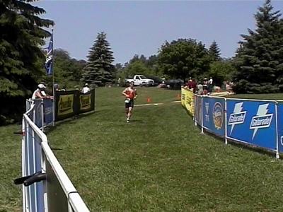 Here he comes down the finish chute