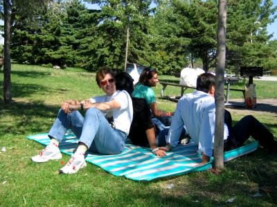 Chilling out with work friends