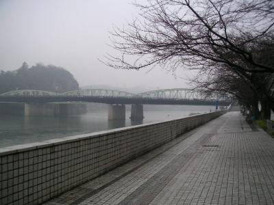 by the river