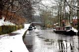 Narrowboat on Canal in Wintertime