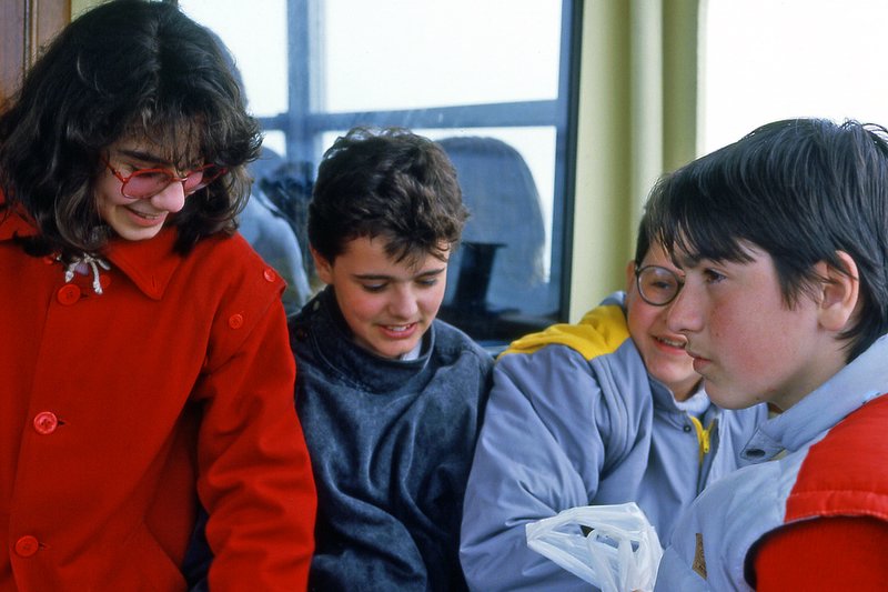 Kids on train-Italy