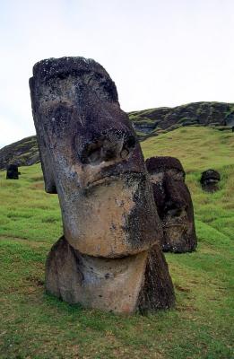 half buried moai