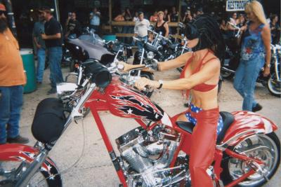 Cool biker babe at Iron Horse Saloon