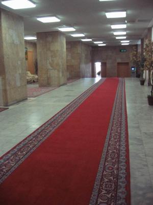 Carpet on marble.  Government building.