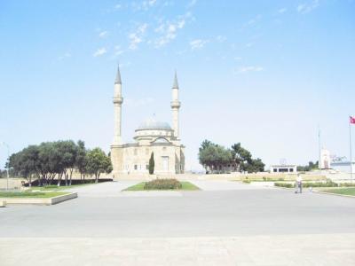 Sun-baked mosque in Baku.