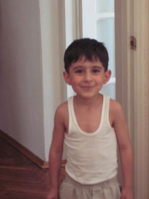 Jamil, Natavan's nephew, in his apartment in Baku.  He is 6, and was totally curious about me and very silly and sweet.