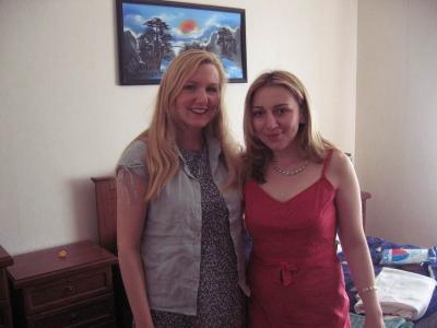 Me with Natavan in her brother's apartment in Baku.  I felt sick but tried to hide it.