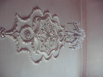 The ceiling of my bedroom in Natavan's home.  This decorative thing is about 6-8 feet long.