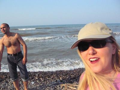 Rustam and me at Nabran.  The beach wasn't sandy here-- it was big, round rocks, painful to the bare feet.