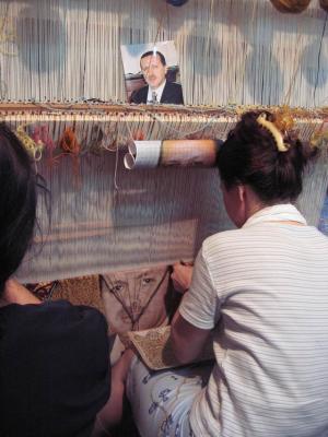 Weaving carpets of/ for a Turkish diplomat.  They were so skilled and fast!