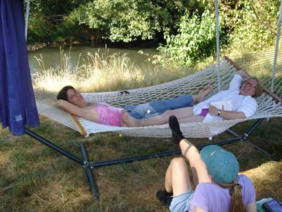 Cherie and Jeanie enjoy the river from the hammock 317.jpg