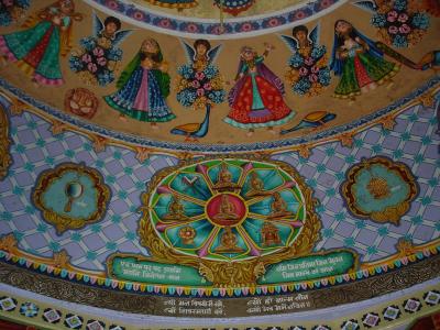 Most the temples are simple inside. This one had a nicely painted ceiling