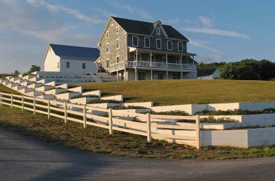 Amish house with concrete flower beds