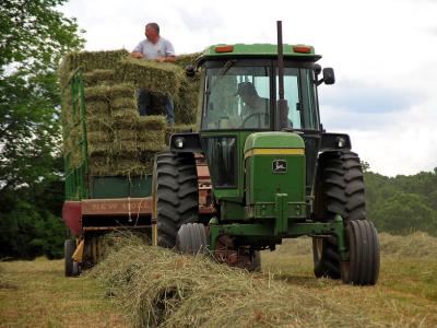 Baling hay with two people total