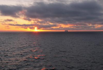 Sunset view on the ship near Juneau