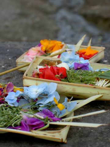 Small offerings at Pura Taman Ayun, Mengwi
