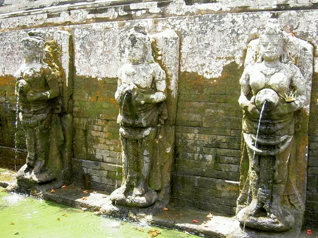 Sculptures with water pouring at Goa Gajah