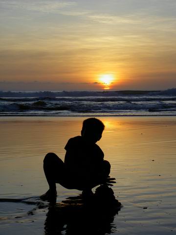 Silhouette at sunset, Kuta