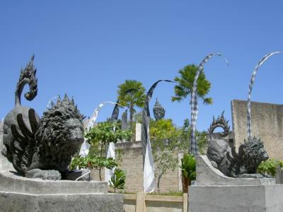 A pair of lion statues located around GWK